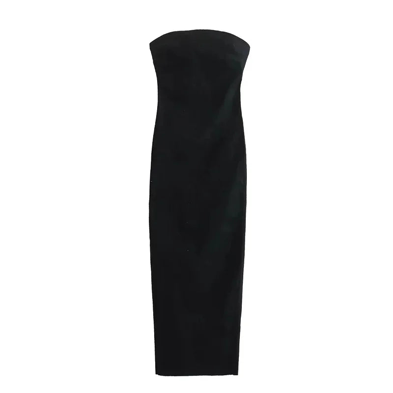 Vestido vaquero con hombros descubiertos